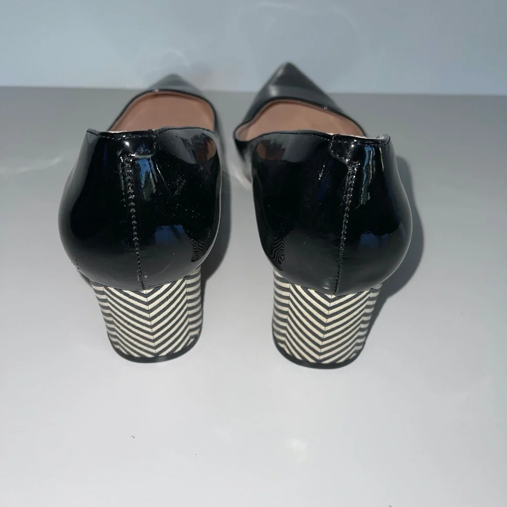 Kate Spade Milan Black Patent Chevron Block Heels Size‎ 9.5